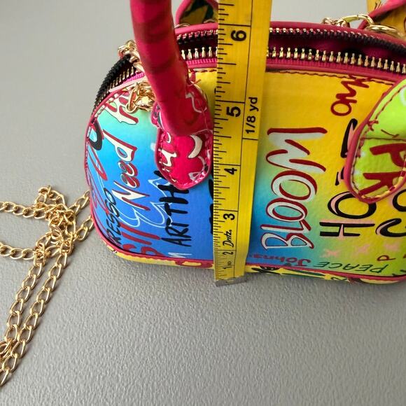 Neon Colors Graffiti Print Small Crossbody/Handbag, Structured, Versitile - Picture 9 of 9